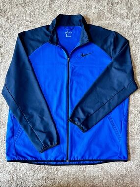 ✔️Nike Dri-FIT Full Zip Track Jacket Blue Black Athletic Training Jacket XXL